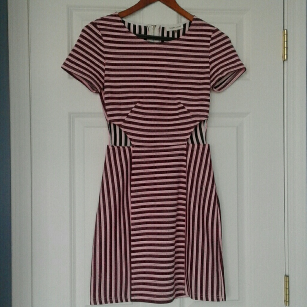 Pink, Black & White Striped Sugar+Lips Dress
